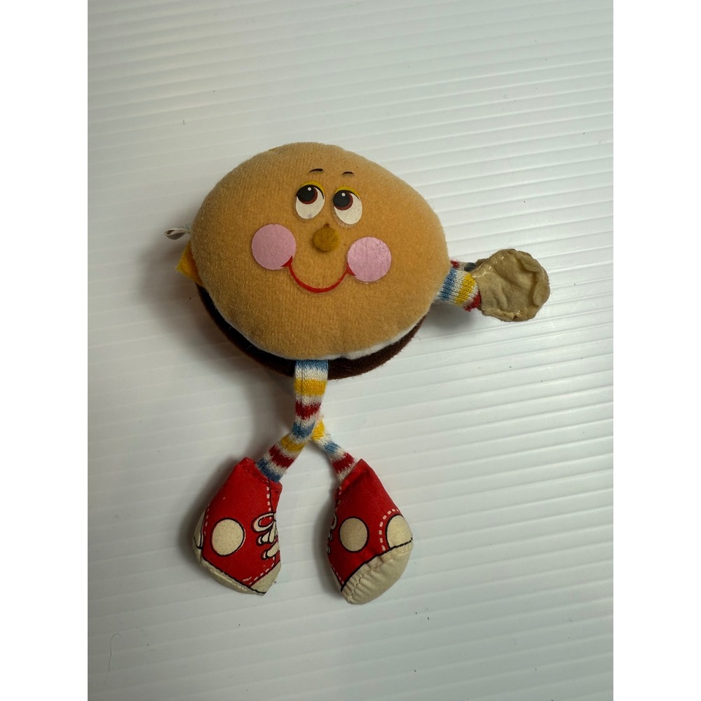 Vintage 1984 AmToy American‎ Greetings Hamburger Plush Toy with Legs & Shoes